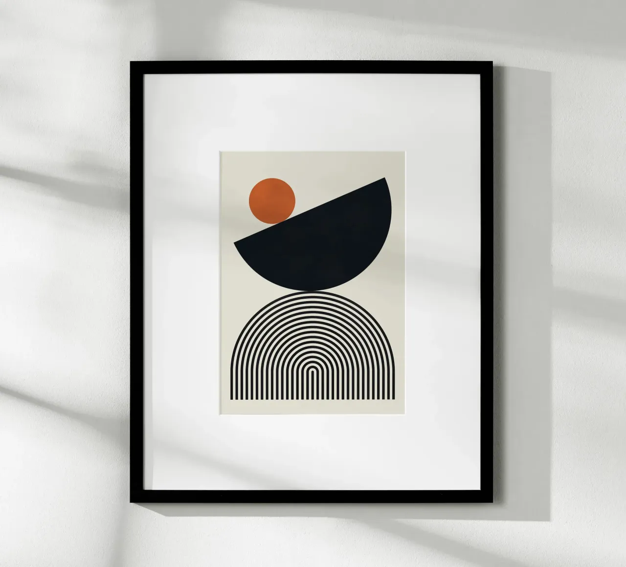 cerchio semicerchio forme geometriche in bianco e nero poster con telaio in alluminio da Patrick M Gerber