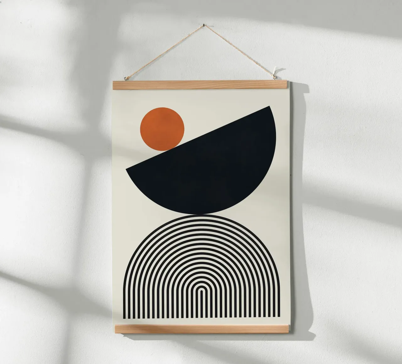 cerchio semicerchio forme geometriche in bianco e nero poster con telaio in alluminio da Patrick M Gerber