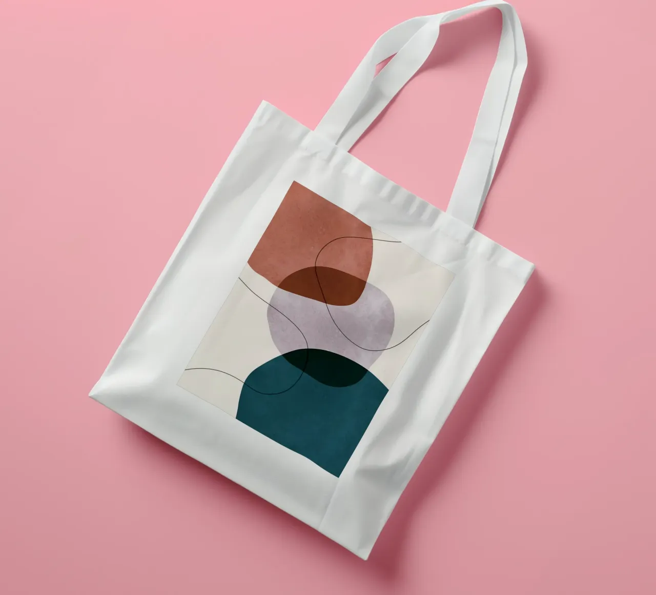 forme astratte sovrapposte forme geometriche linee curve borsa in juta da Patrick M Gerber