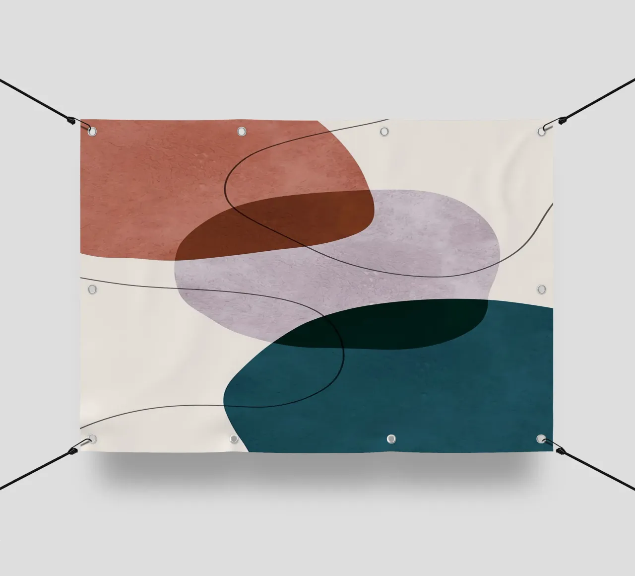 forme astratte sovrapposte forme geometriche linee curve telo in pvc da Patrick M Gerber