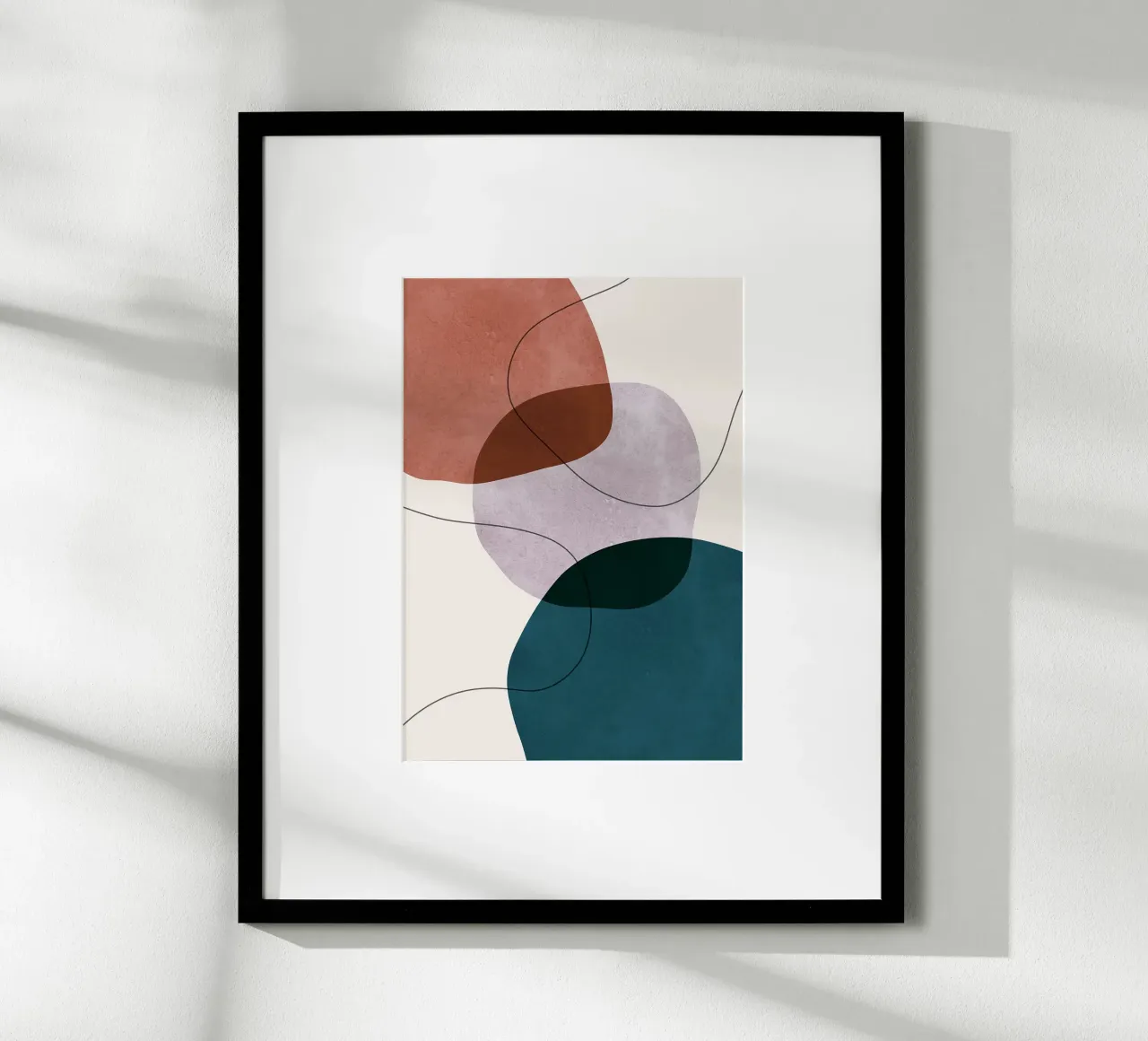forme astratte sovrapposte forme geometriche linee curve poster con telaio in legno da Patrick M Gerber