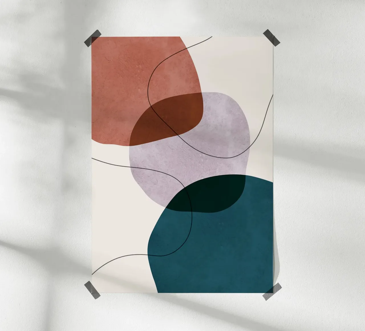 forme astratte sovrapposte forme geometriche linee curve poster con telaio in legno da Patrick M Gerber