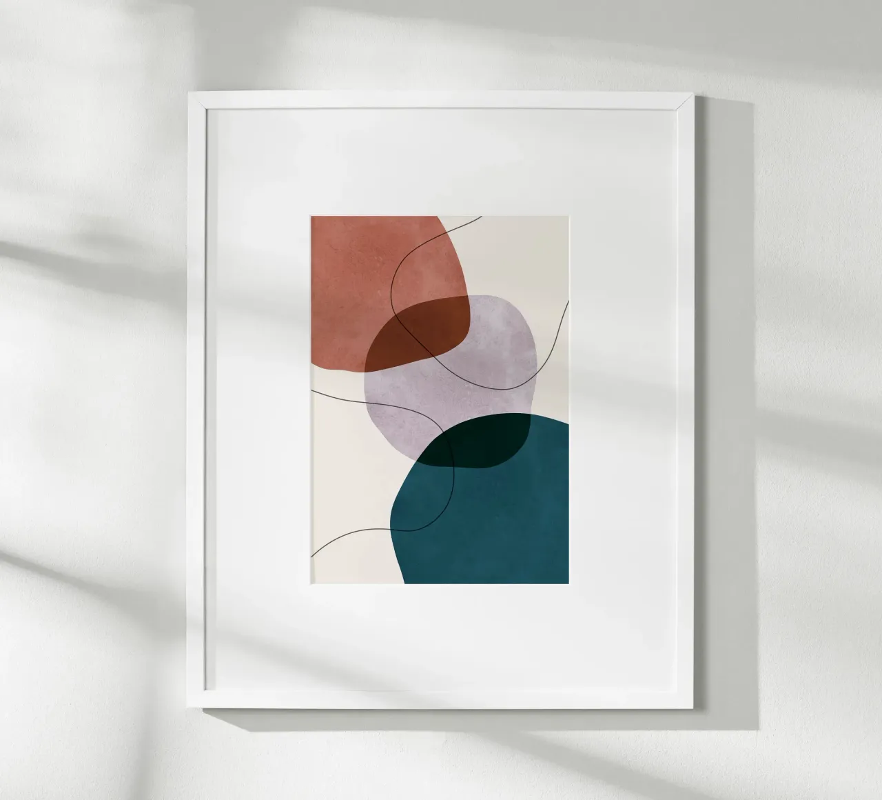 forme astratte sovrapposte forme geometriche linee curve poster con telaio in legno da Patrick M Gerber