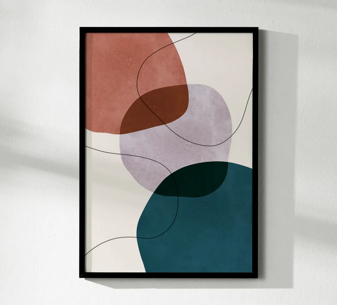 forme astratte sovrapposte forme geometriche linee curve poster con telaio in legno da Patrick M Gerber