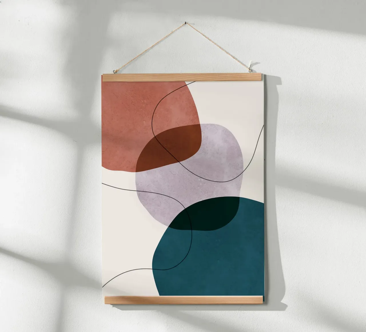 forme astratte sovrapposte forme geometriche linee curve poster con telaio in legno da Patrick M Gerber