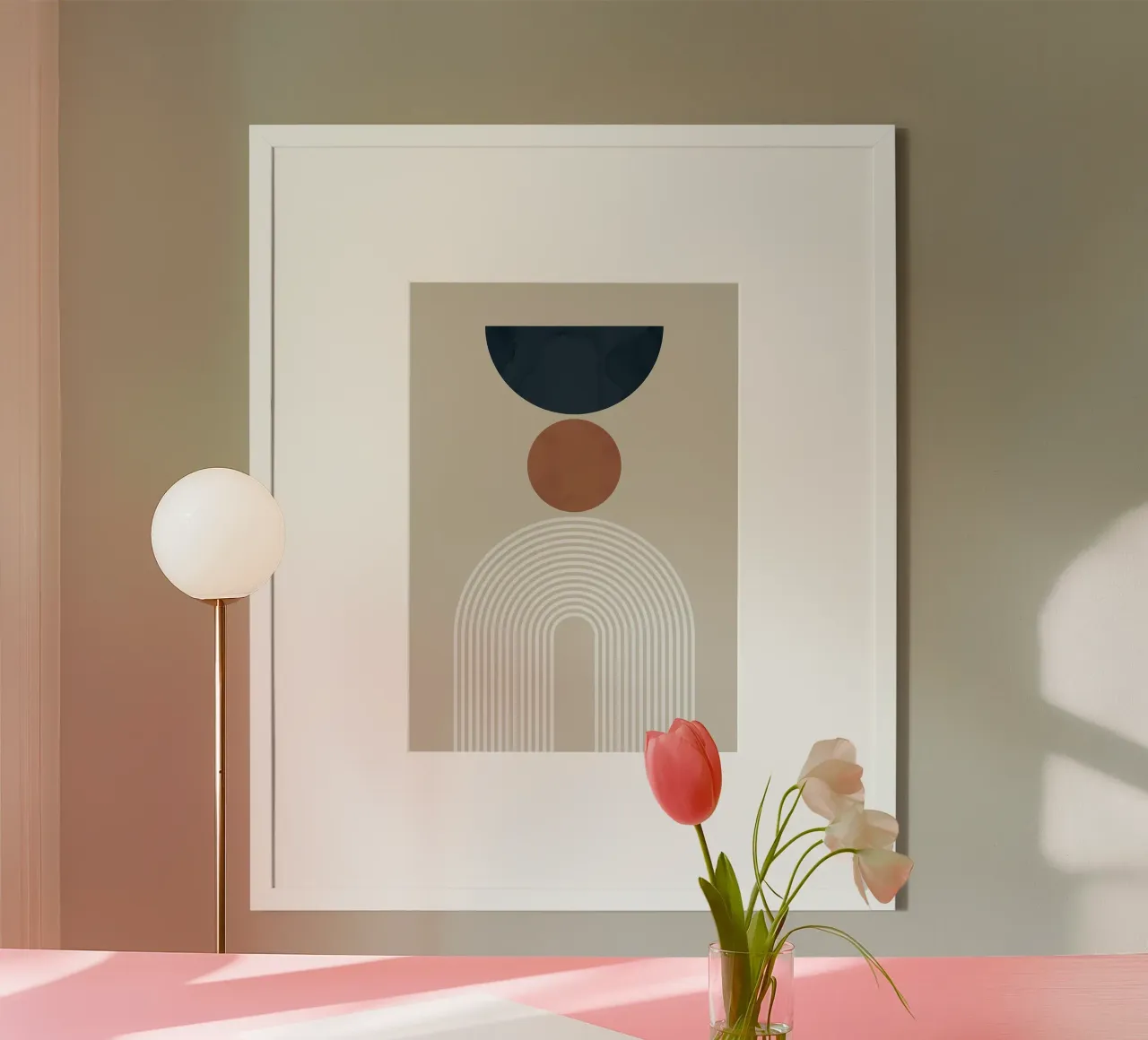 forme geometriche semicerchio cerchio arco forme sovrapposte poster con telaio in legno da Patrick M Gerber