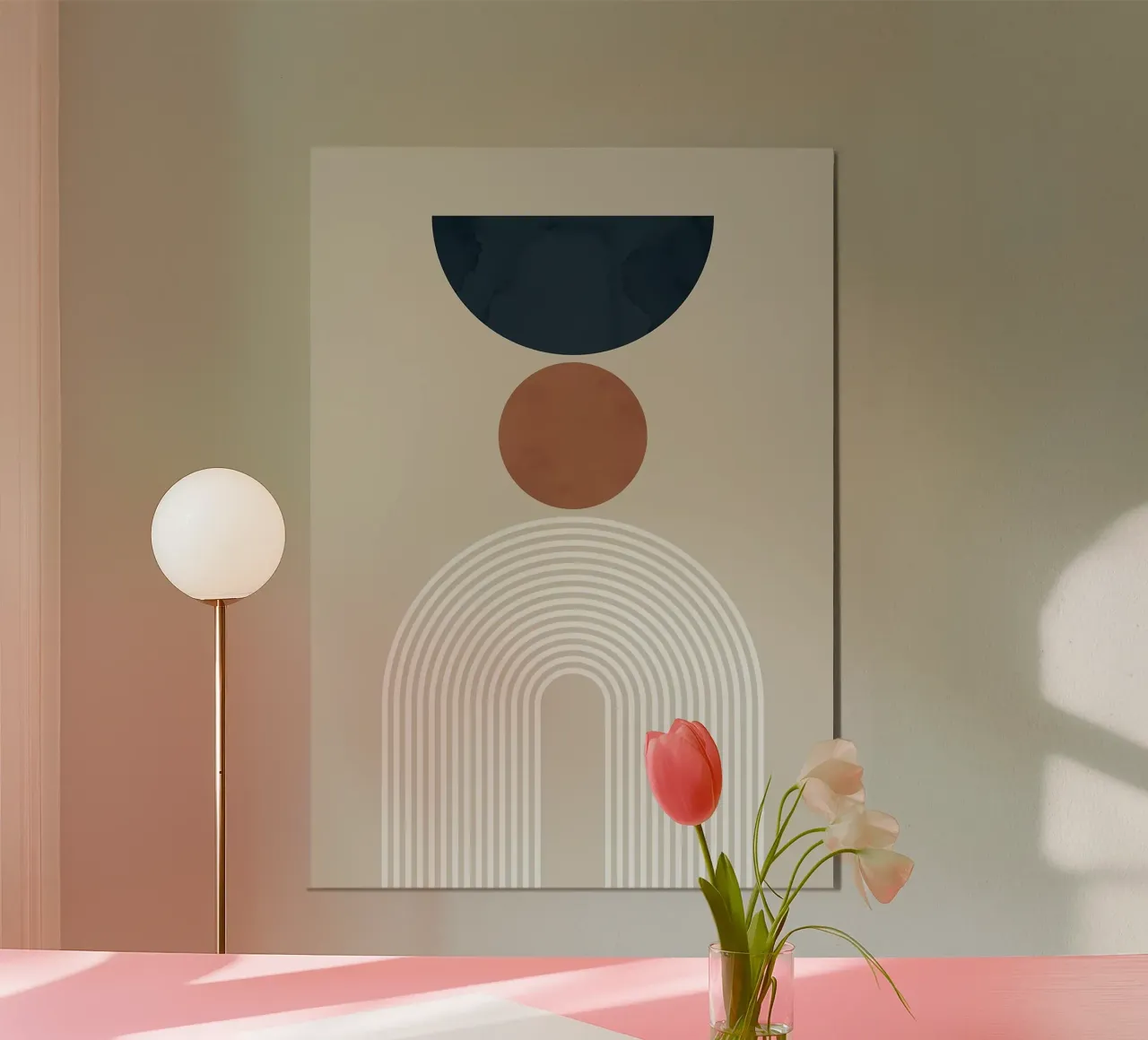 forme geometriche semicerchio cerchio arco forme sovrapposte poster con telaio in legno da Patrick M Gerber