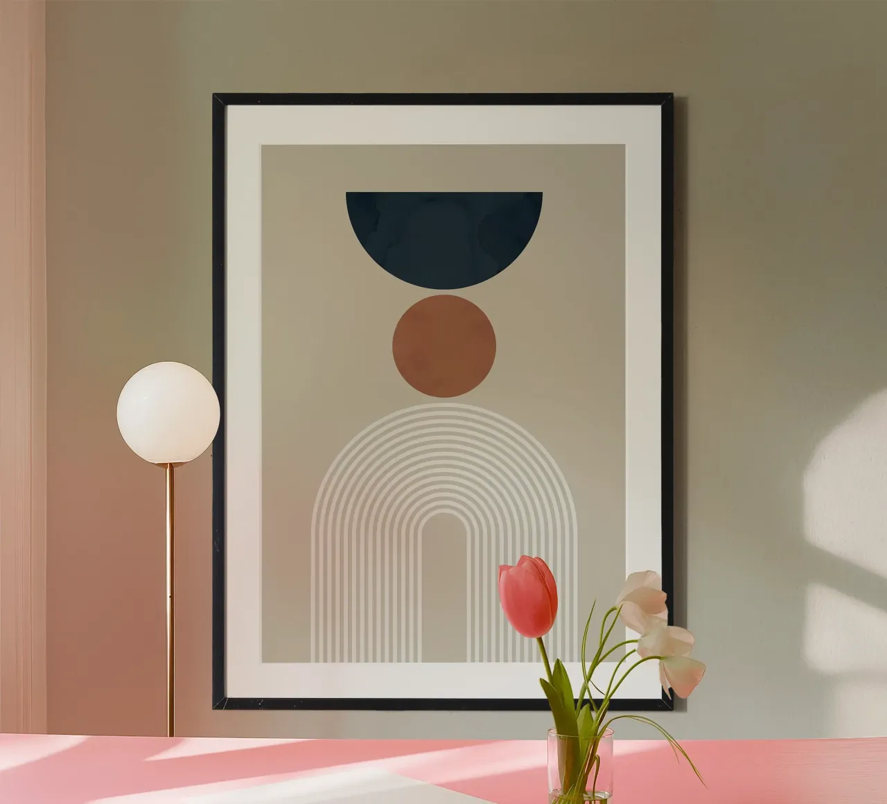 forme geometriche semicerchio cerchio arco forme sovrapposte poster con telaio in legno da Patrick M Gerber