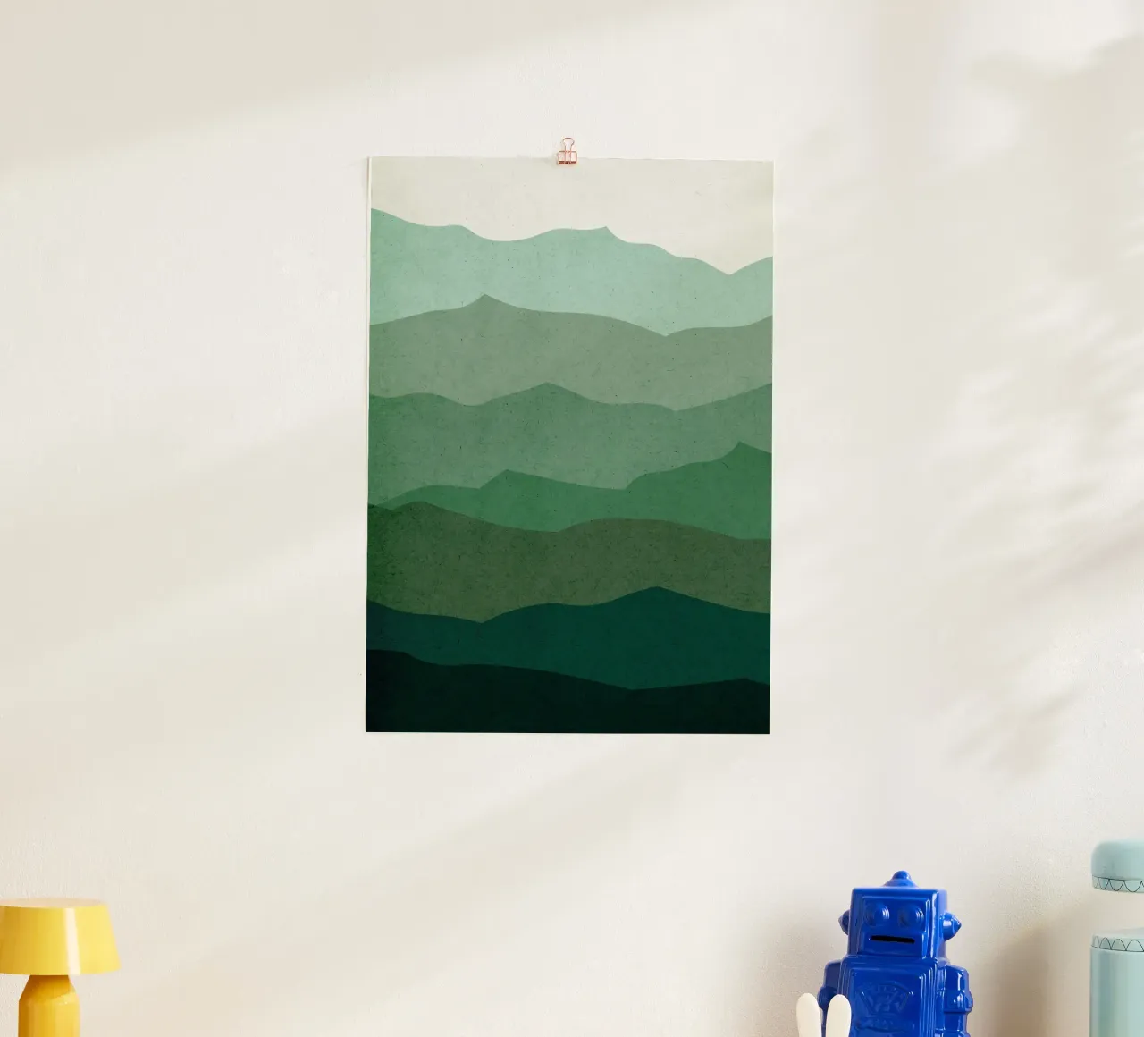 montagne strati natura paesaggio verde sfumature gradiente t poster con telaio in alluminio da Patrick M Gerber