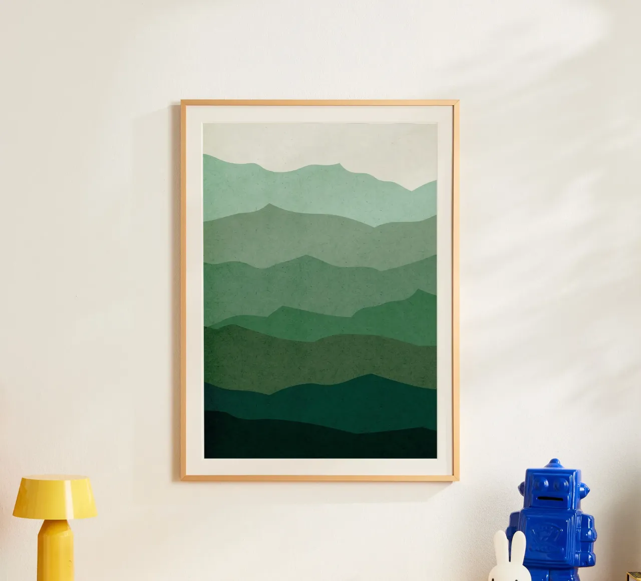 montagne strati natura paesaggio verde sfumature gradiente t poster con telaio in alluminio da Patrick M Gerber