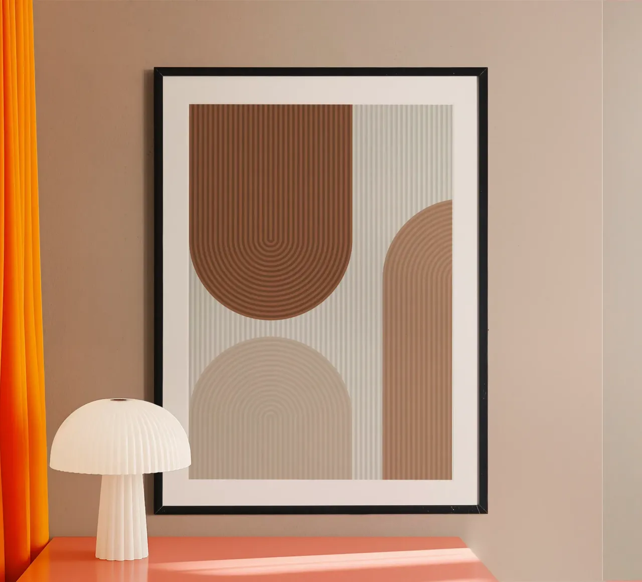 archi strisce linee verticali forme geometriche linee curve poster con telaio in plastica da Patrick M Gerber