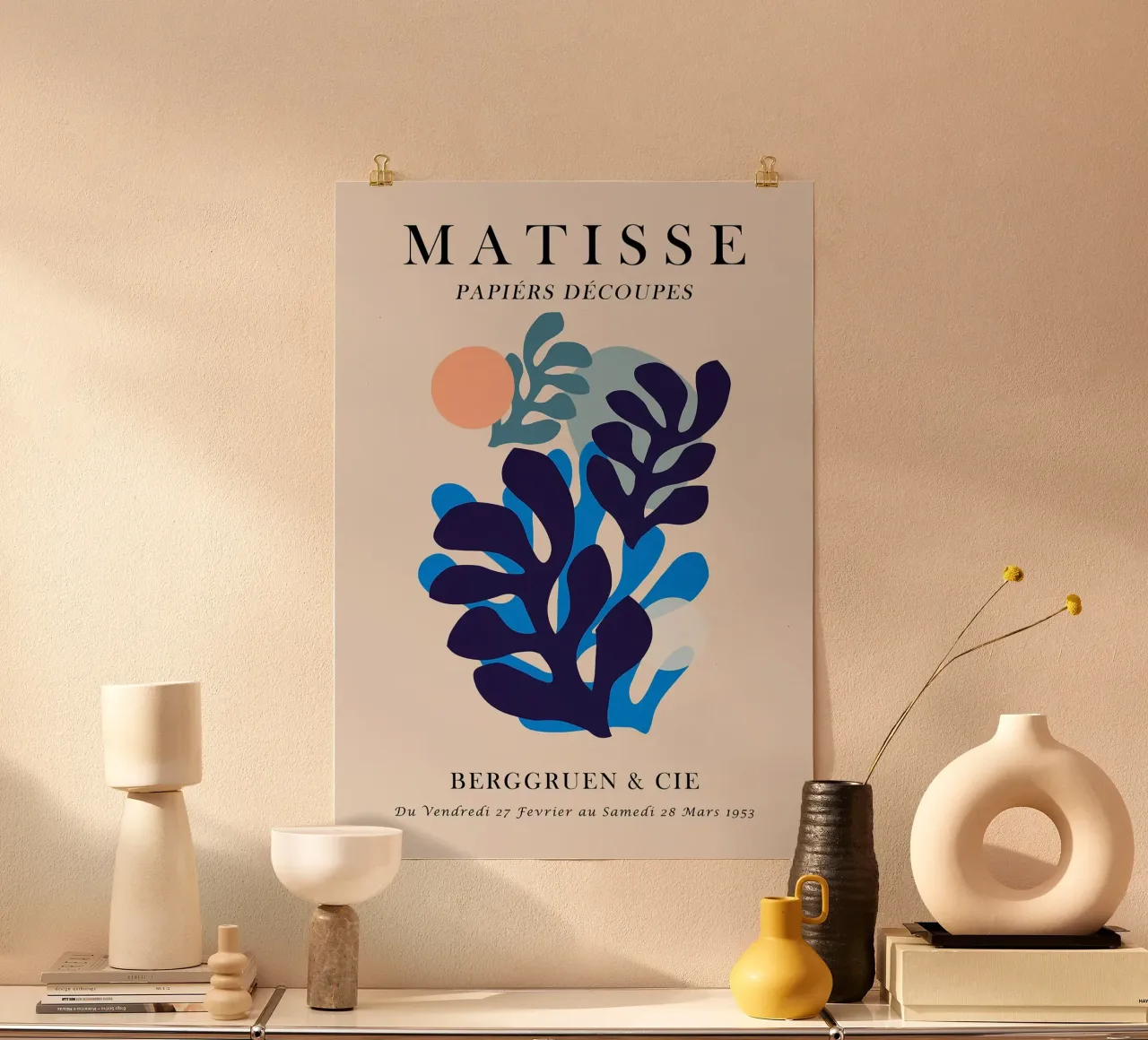 matisse cut-outs poster mostra foglie foglie blu abstra poster con telaio in plastica da Patrick M Gerber