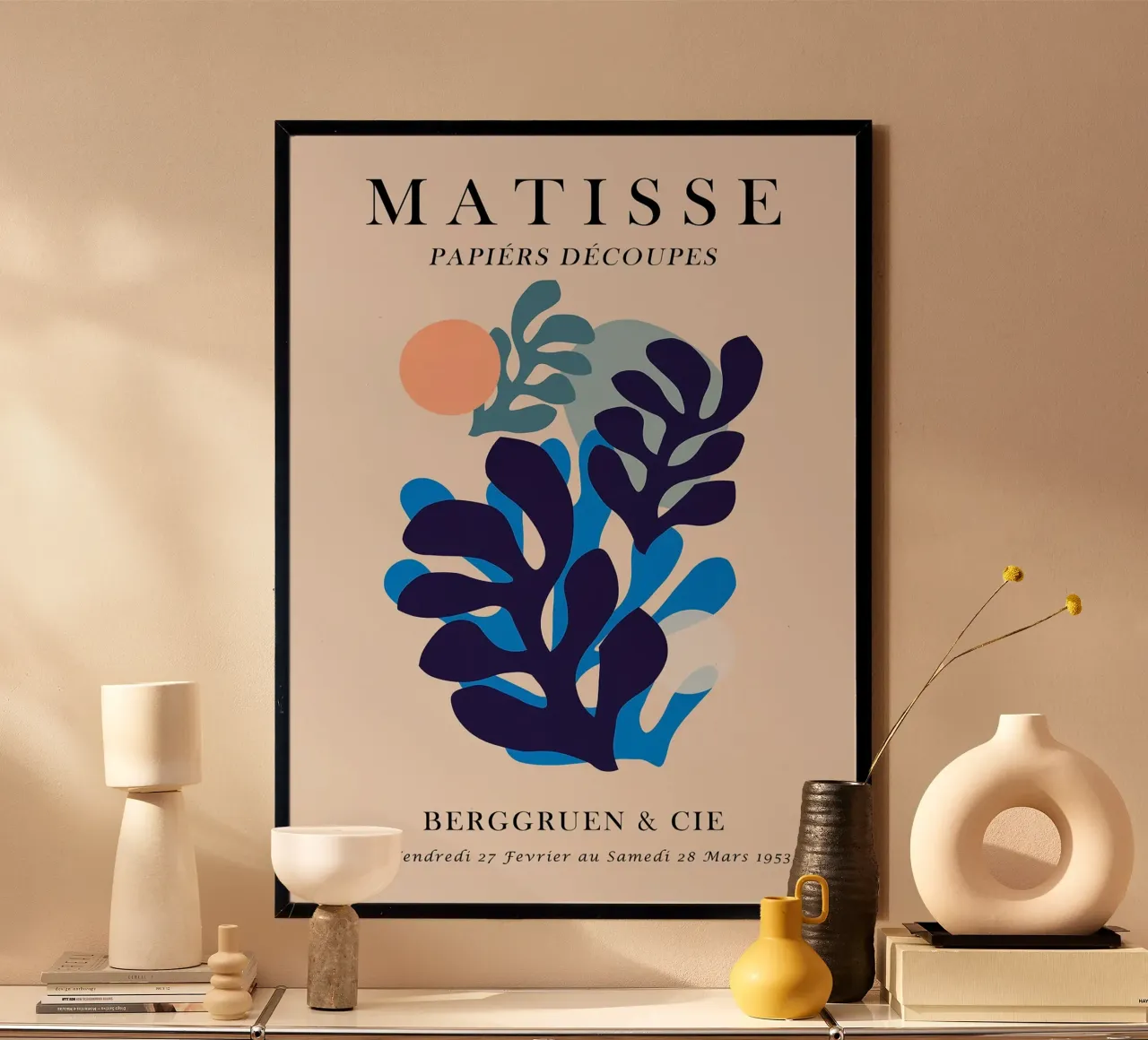 matisse cut-outs poster mostra foglie foglie blu abstra poster con telaio in plastica da Patrick M Gerber