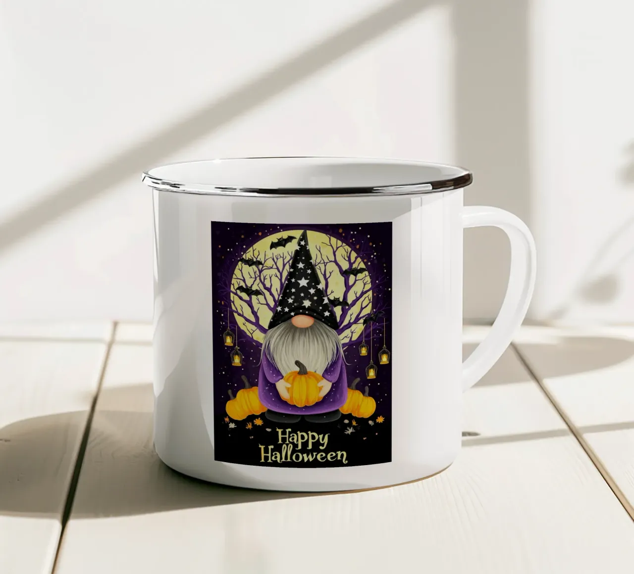 Mago e zucca di Halloween tazza in smalto da Stellar Creative