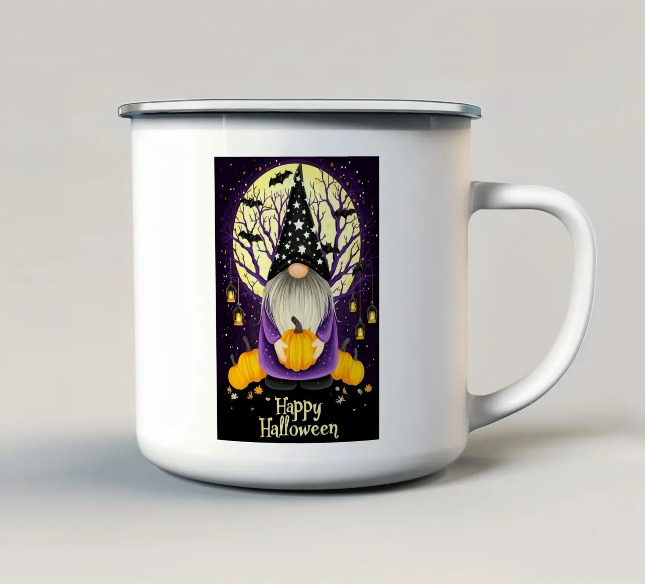 Mago e zucca di Halloween tazza in smalto da Stellar Creative
