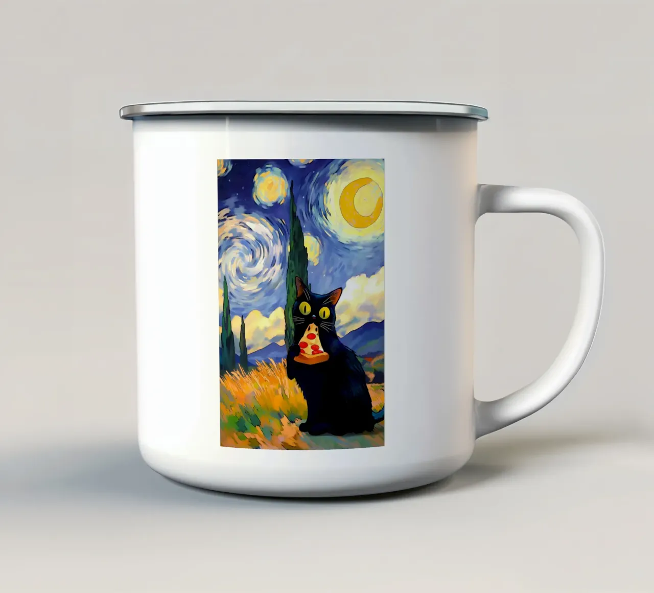 Pizza Cat tazza in smalto da Stellar Creative