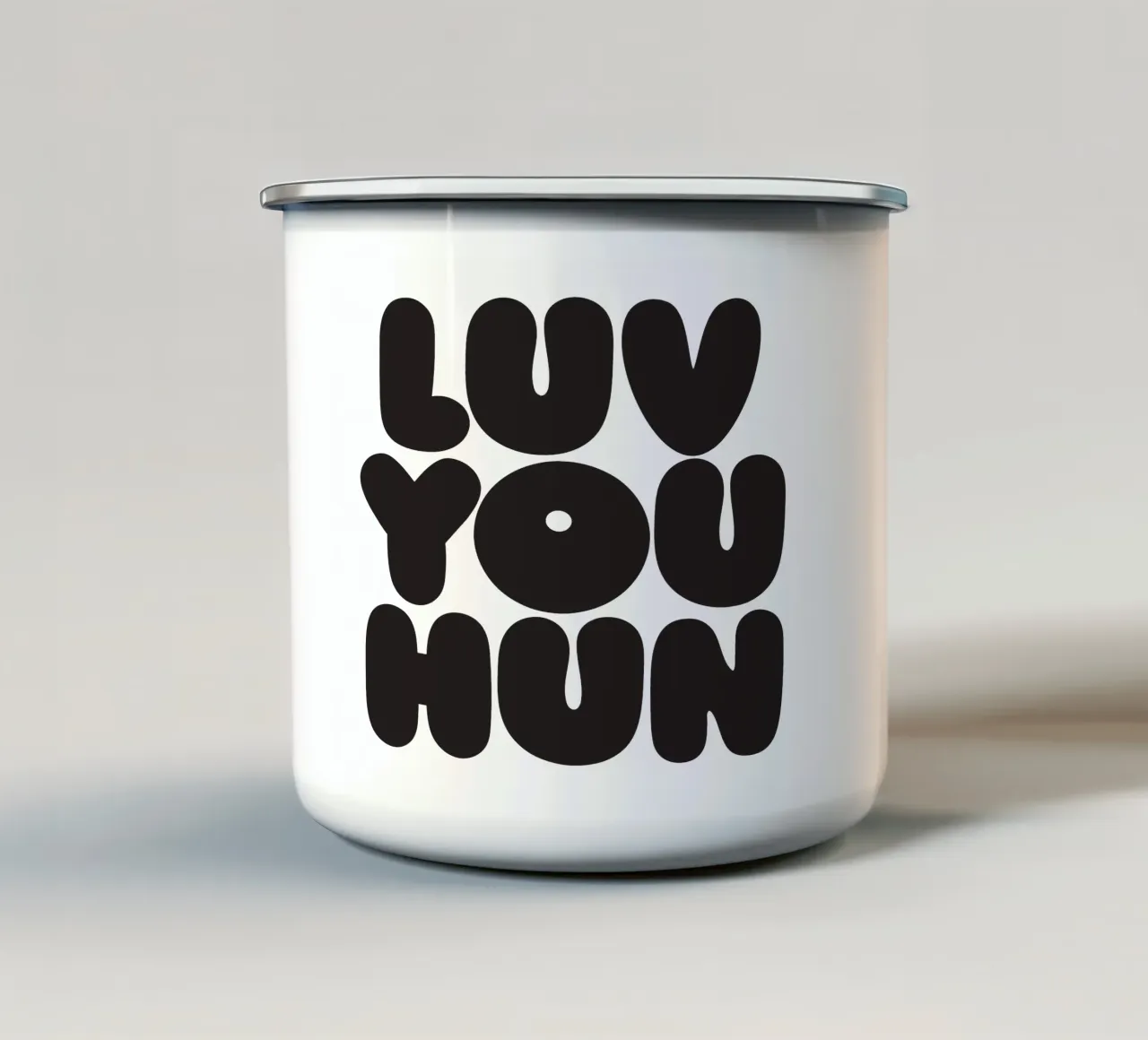 Luv You Hun tazza in smalto da Verplanungsagentur