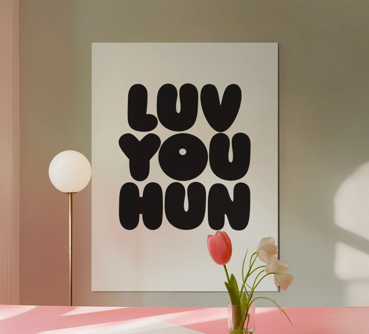 Luv You Hun poster con telaio in alluminio da Verplanungsagentur