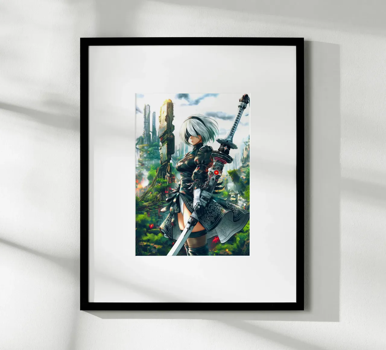 2B Nier Automata poster con telaio in alluminio da Fleur de Lys