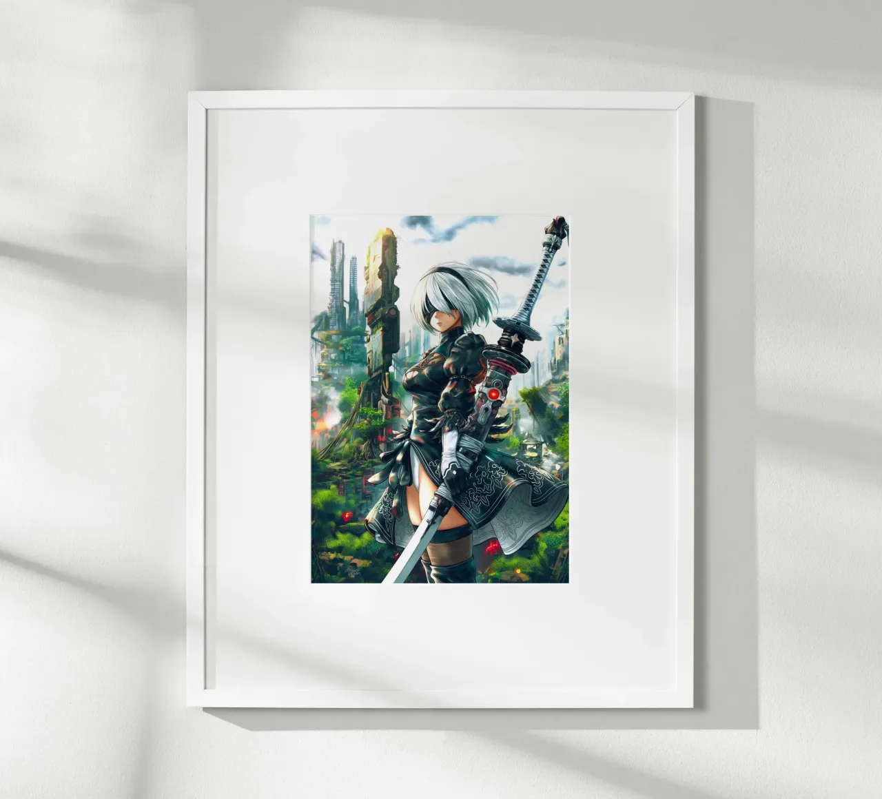 2B Nier Automata poster con telaio in alluminio da Fleur de Lys