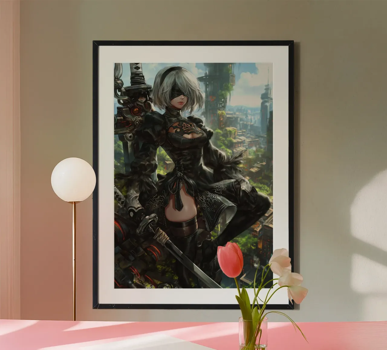 2B Nier Automata poster con telaio in legno da Fleur de Lys