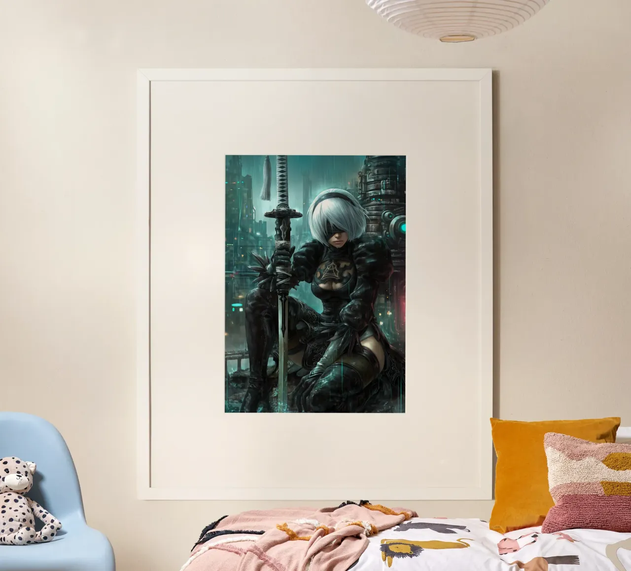 2B Nier Automata poster con telaio in alluminio da Fleur de Lys