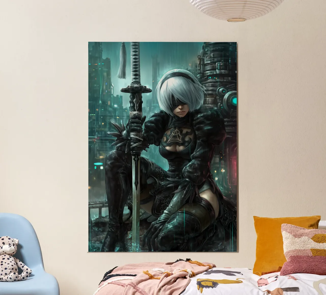 2B Nier Automata poster con telaio in alluminio da Fleur de Lys