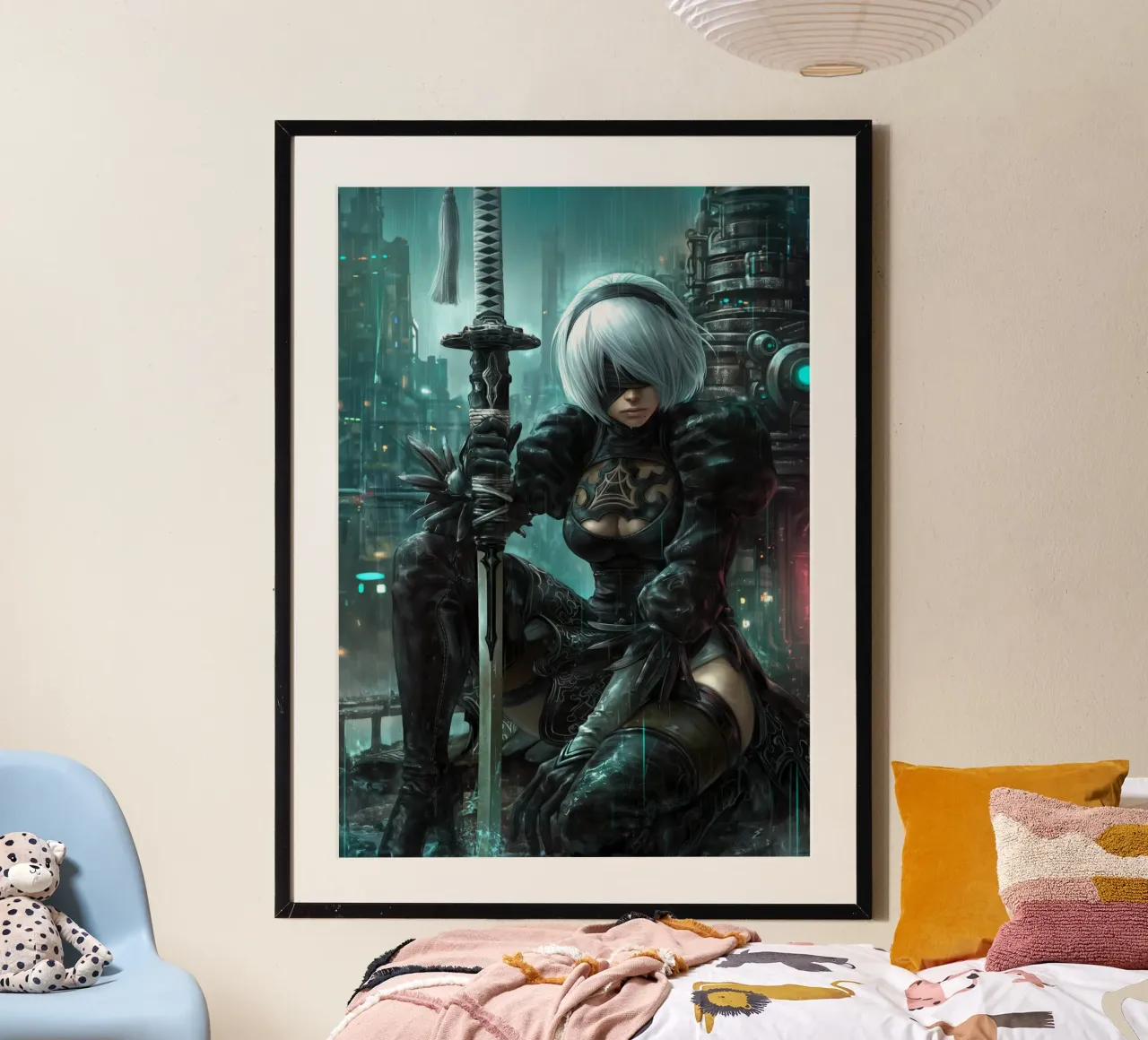 2B Nier Automata poster con telaio in alluminio da Fleur de Lys