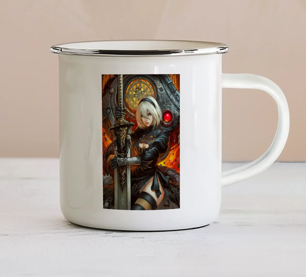 2B Nier Automata tazza in smalto da Fleur de Lys
