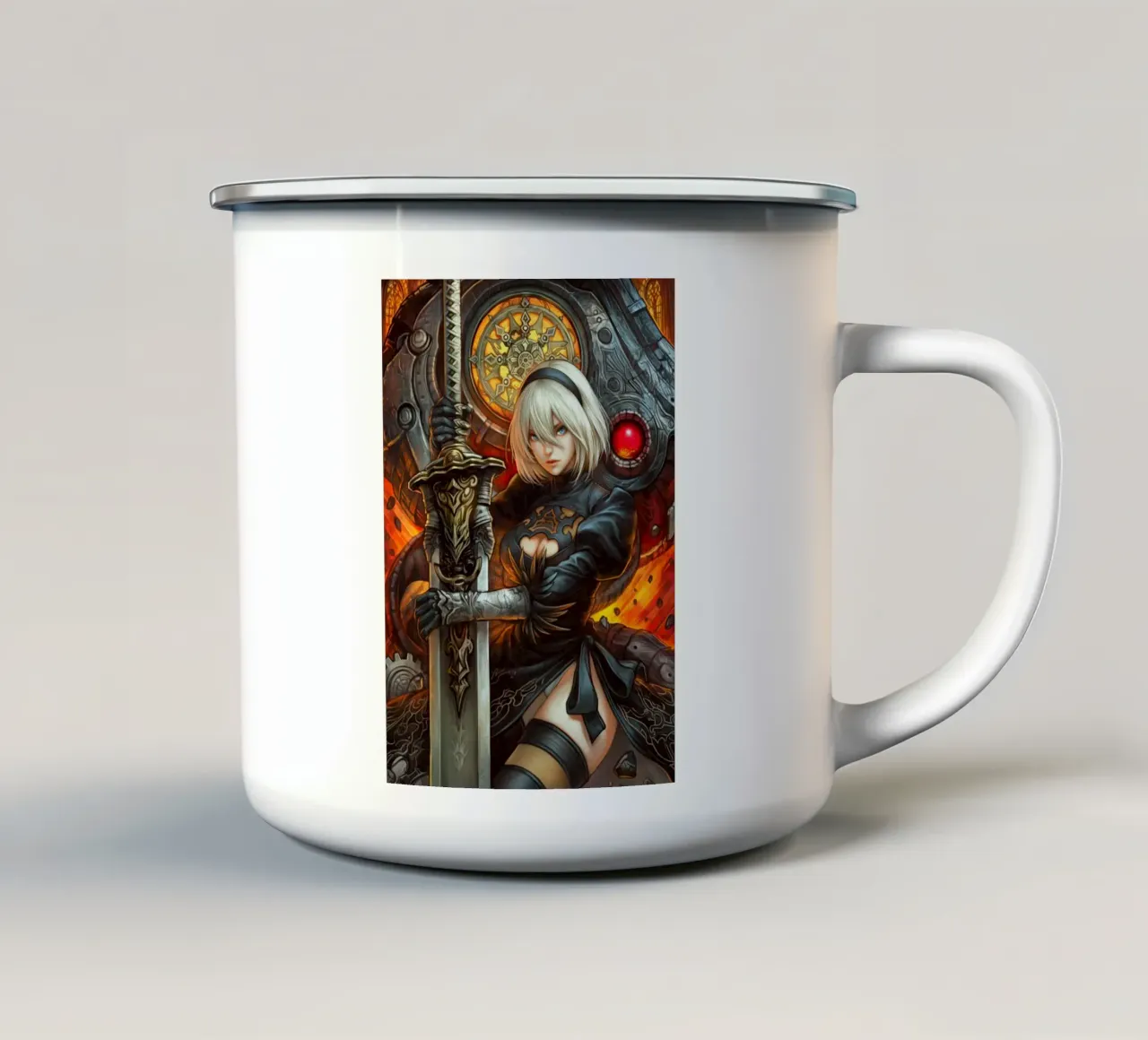 2B Nier Automata tazza in smalto da Fleur de Lys
