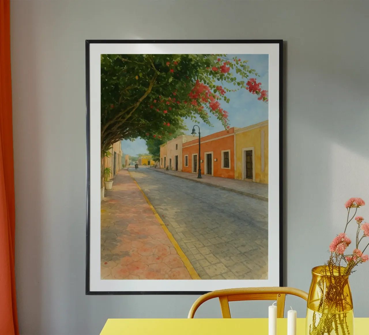 Valladolid Messico, strade del Messico poster con telaio in plastica da Ramcdc