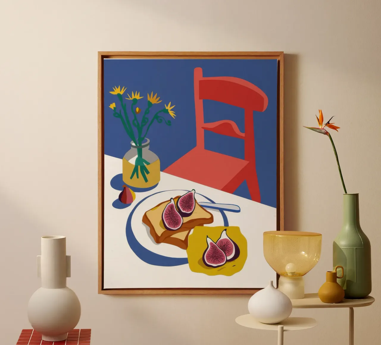 Symfonie van de karmozijnrode stoel canvas met Baklijst van Autumn Season