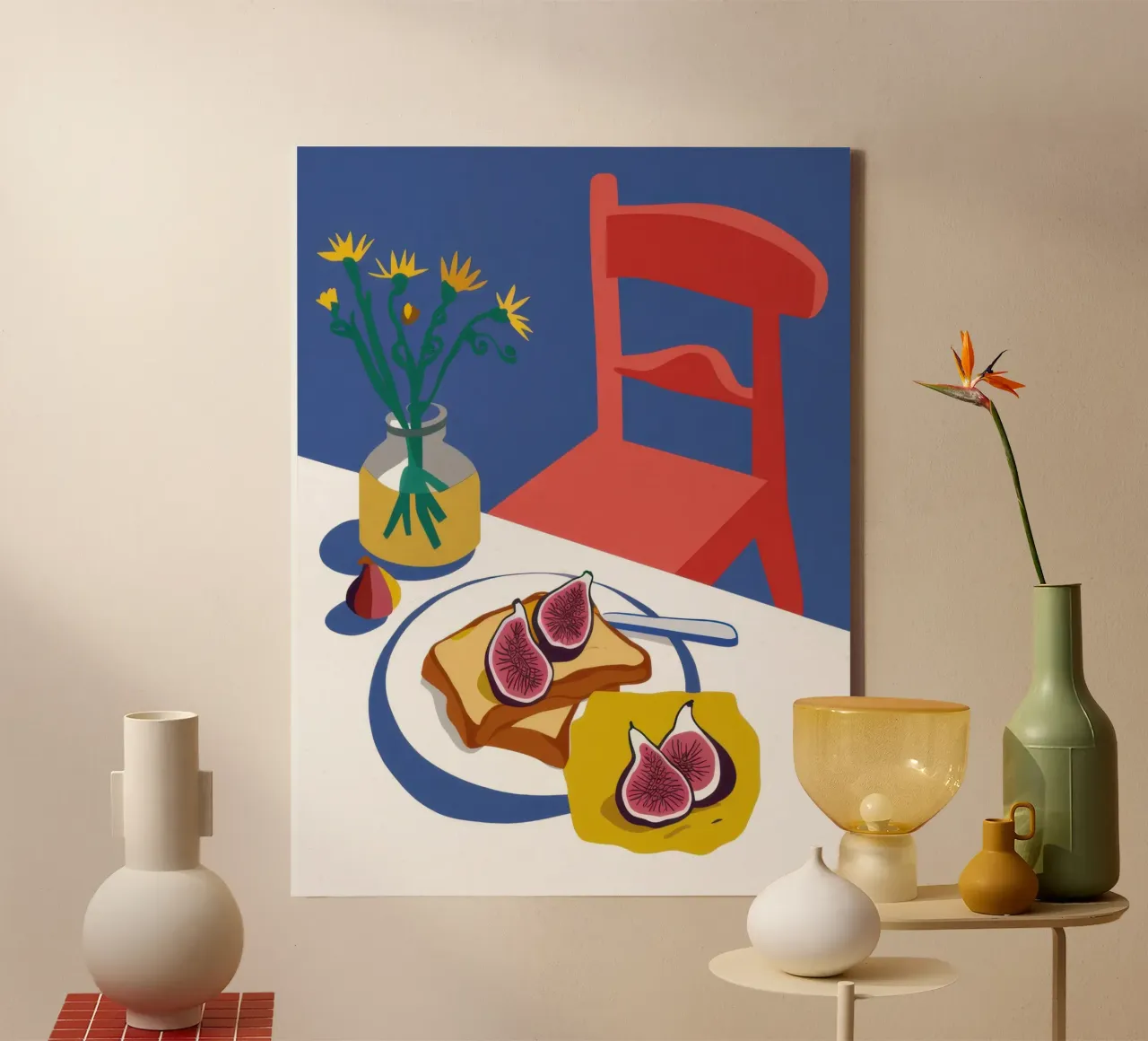 Symfonie van de karmozijnrode stoel canvas met Baklijst van Autumn Season