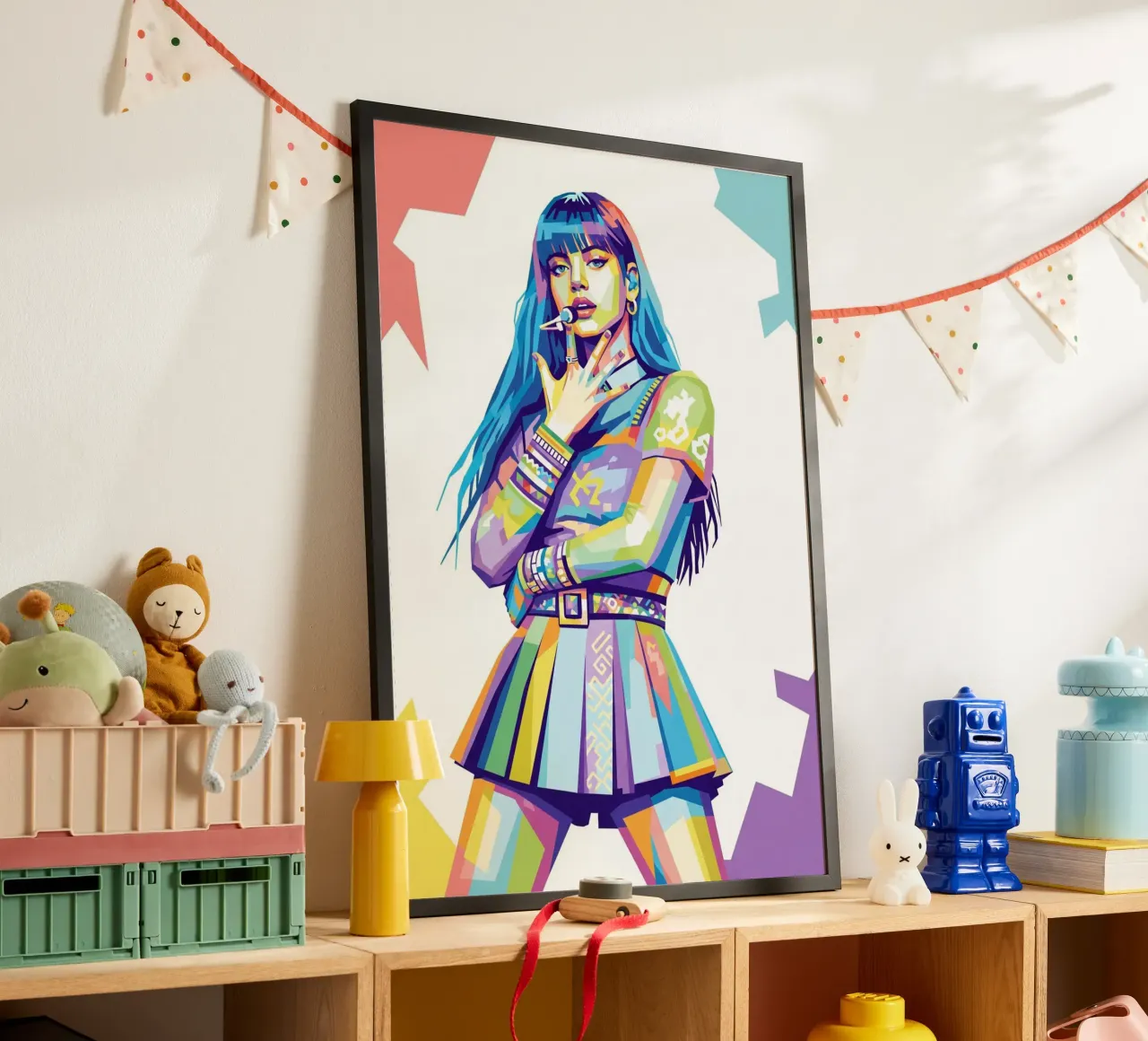 Lisa - Rosa nero poster con telaio in plastica da Hantamrata