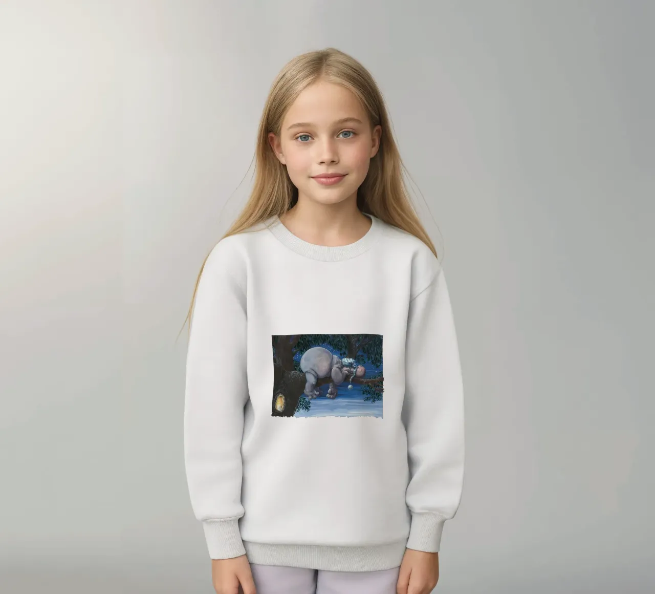 HIPPOS IN THE CHERRY TREE - Sleeping Hippo felpa bambino da Vintage Van Gogh
