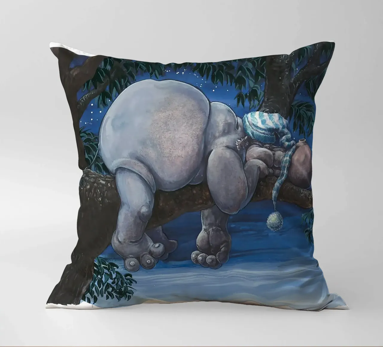 HIPPOS IN THE CHERRY TREE - Sleeping Hippo cuscino da Vintage Van Gogh