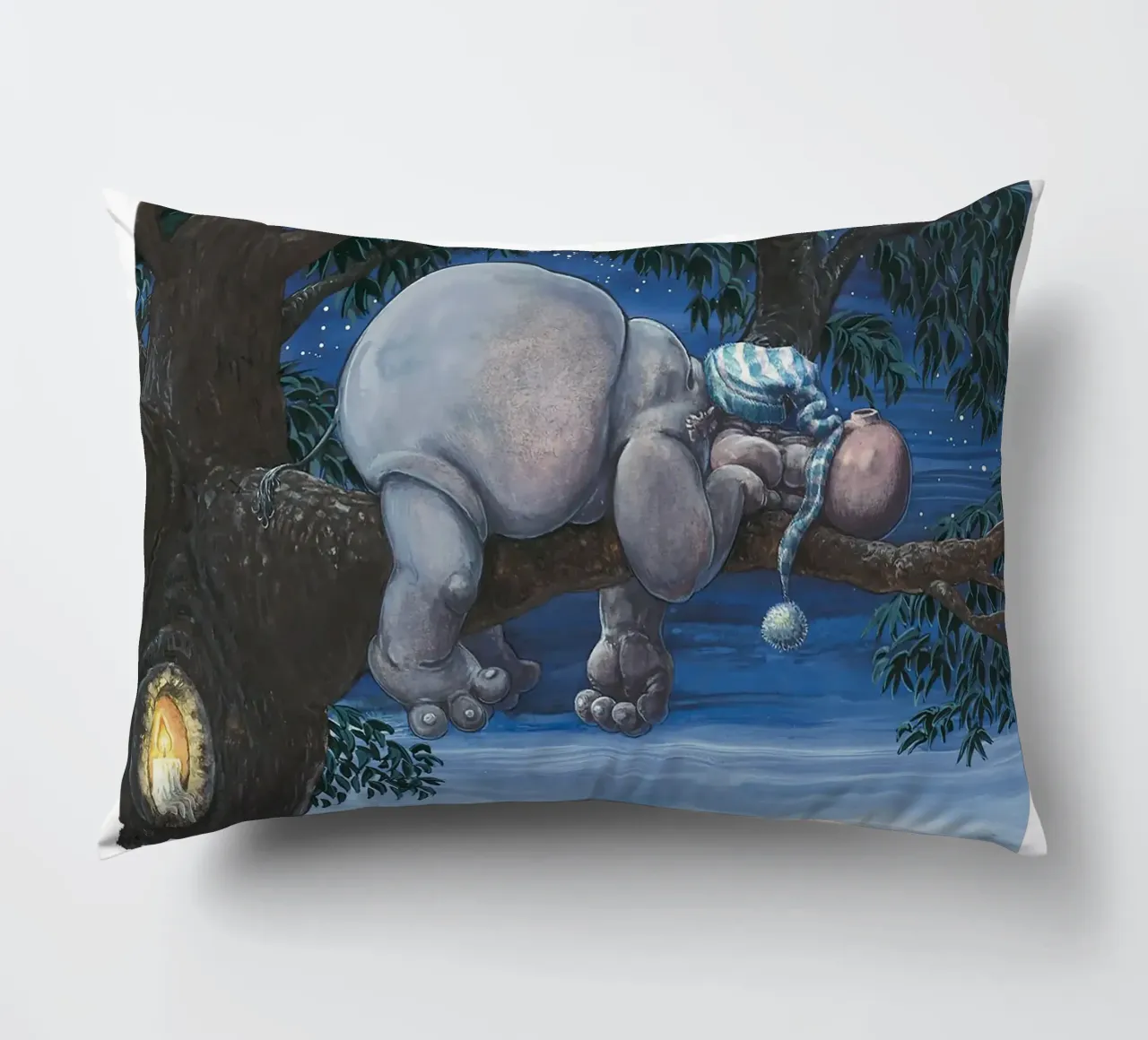 HIPPOS IN THE CHERRY TREE - Sleeping Hippo cuscino da Vintage Van Gogh