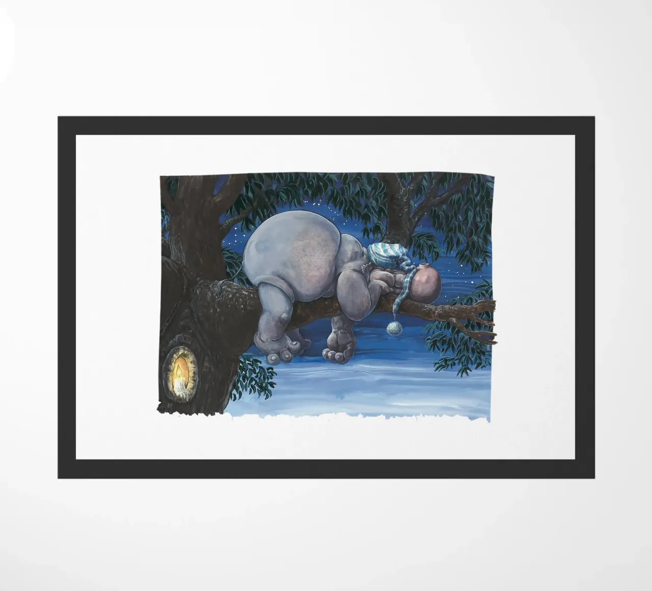 HIPPOS IN THE CHERRY TREE - Sleeping Hippo zerbino da Vintage Van Gogh