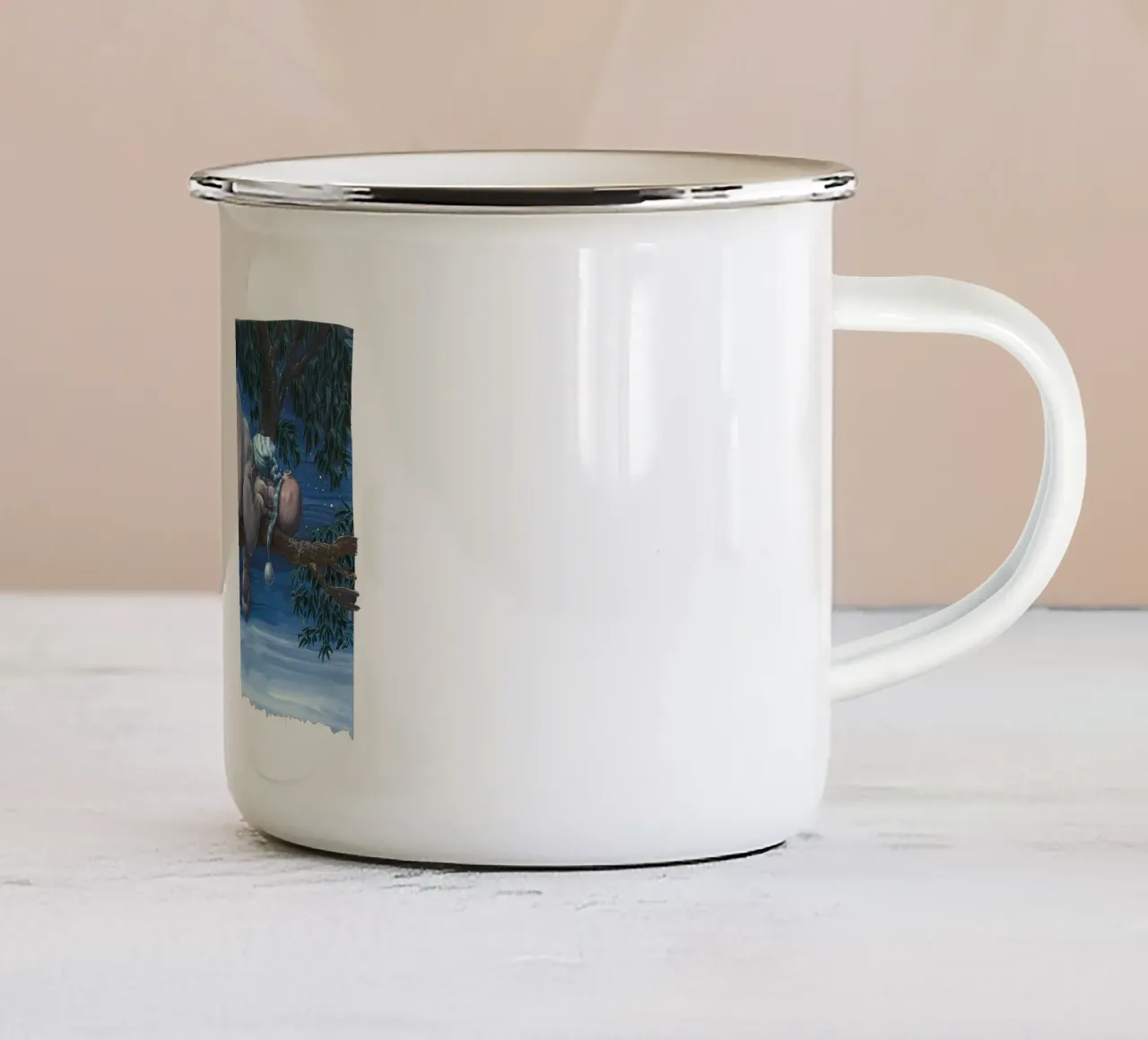 HIPPOS IN THE CHERRY TREE - Sleeping Hippo tazza in smalto da Vintage Van Gogh