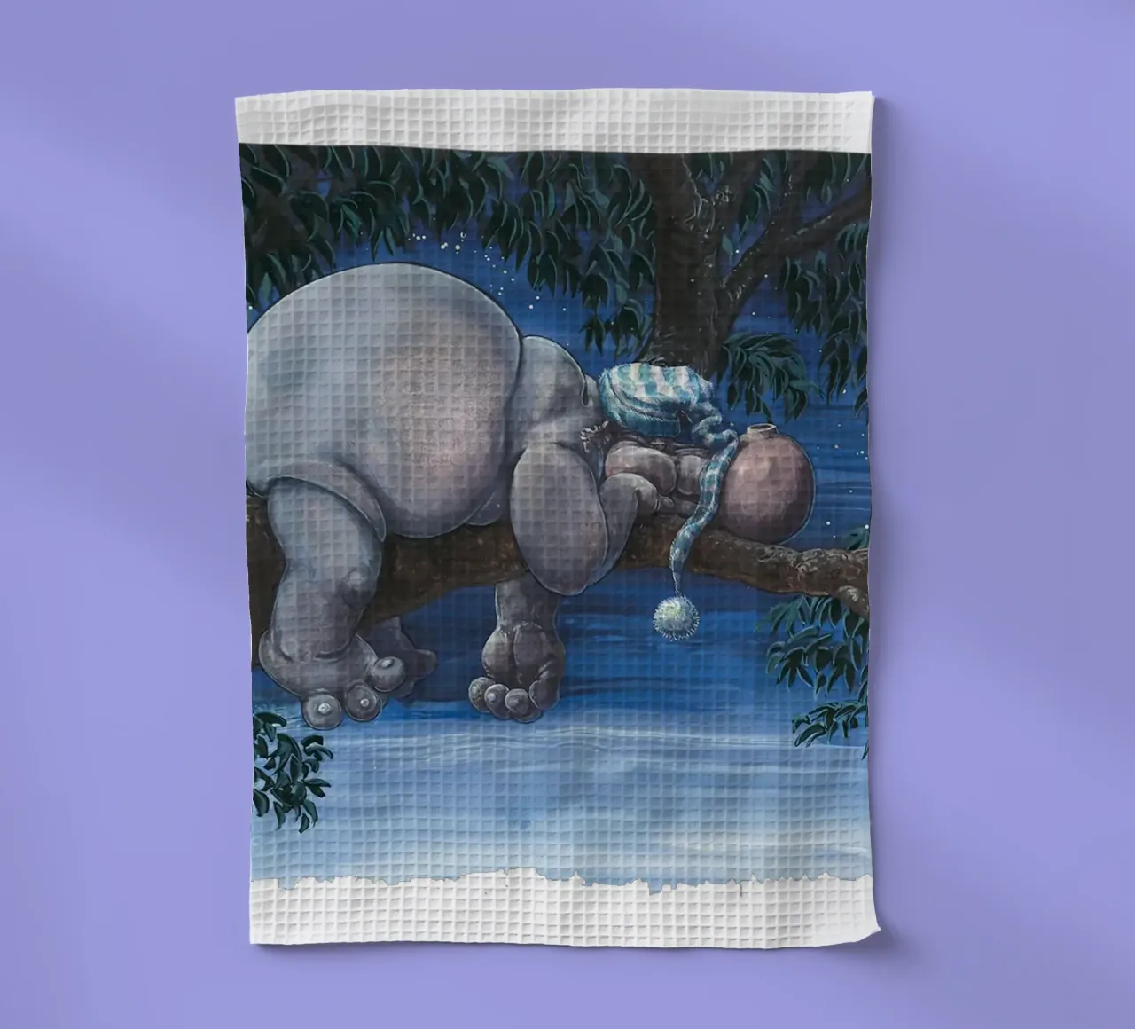 HIPPOS IN THE CHERRY TREE - Sleeping Hippo canovaccio da cucina da Vintage Van Gogh
