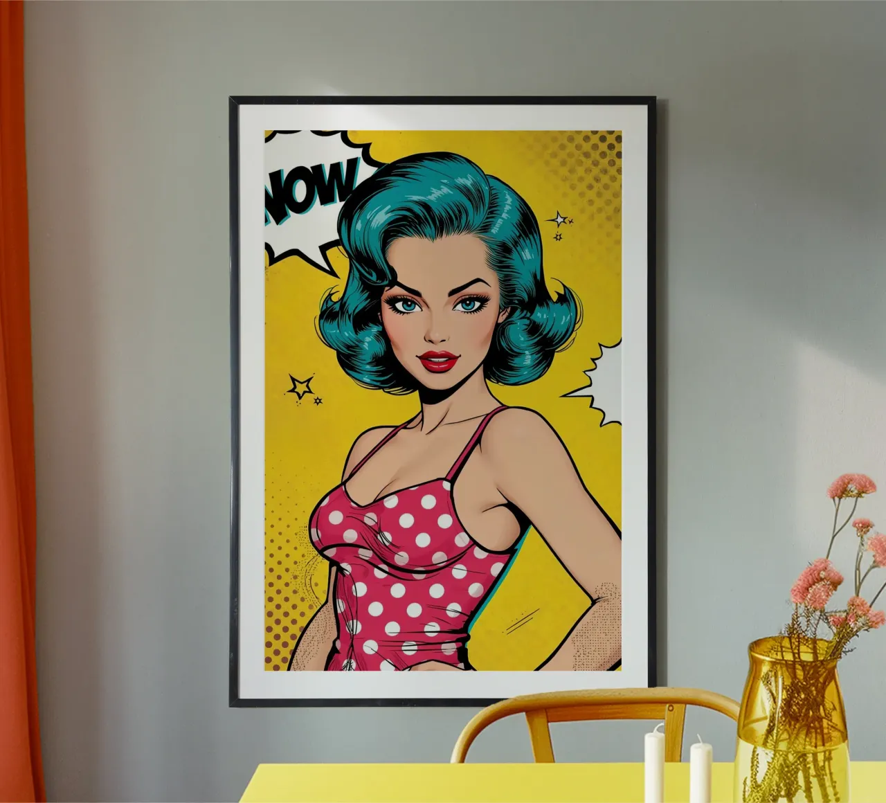 Portrait de femme dans le style Pop Art avec bulle de dialogue poster de DesignDoodle
