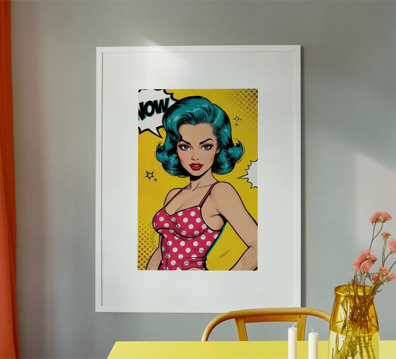 Portrait de femme dans le style Pop Art avec bulle de dialogue poster de DesignDoodle