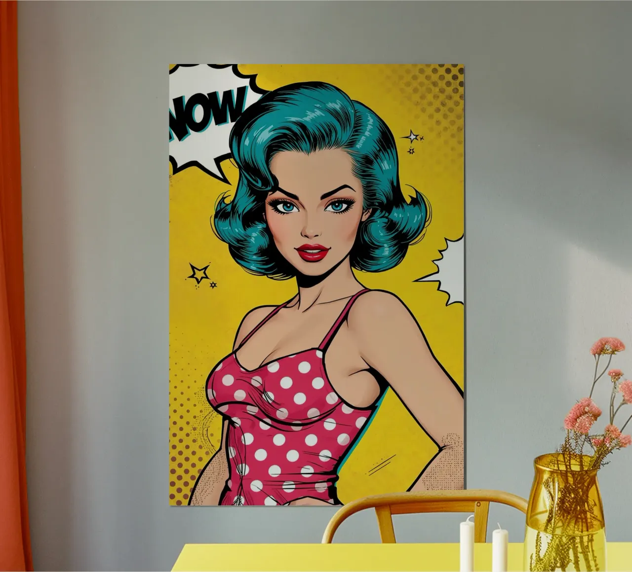 Portrait de femme dans le style Pop Art avec bulle de dialogue poster de DesignDoodle