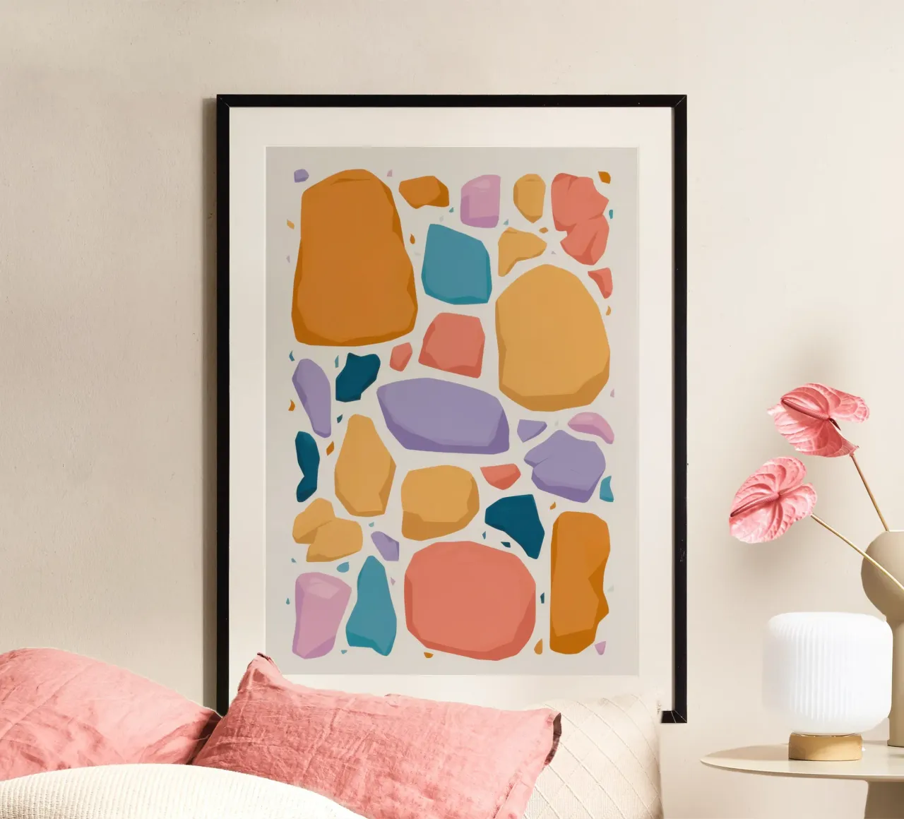 Mosaico di pietra cromatica poster con telaio in legno da Autumn Season