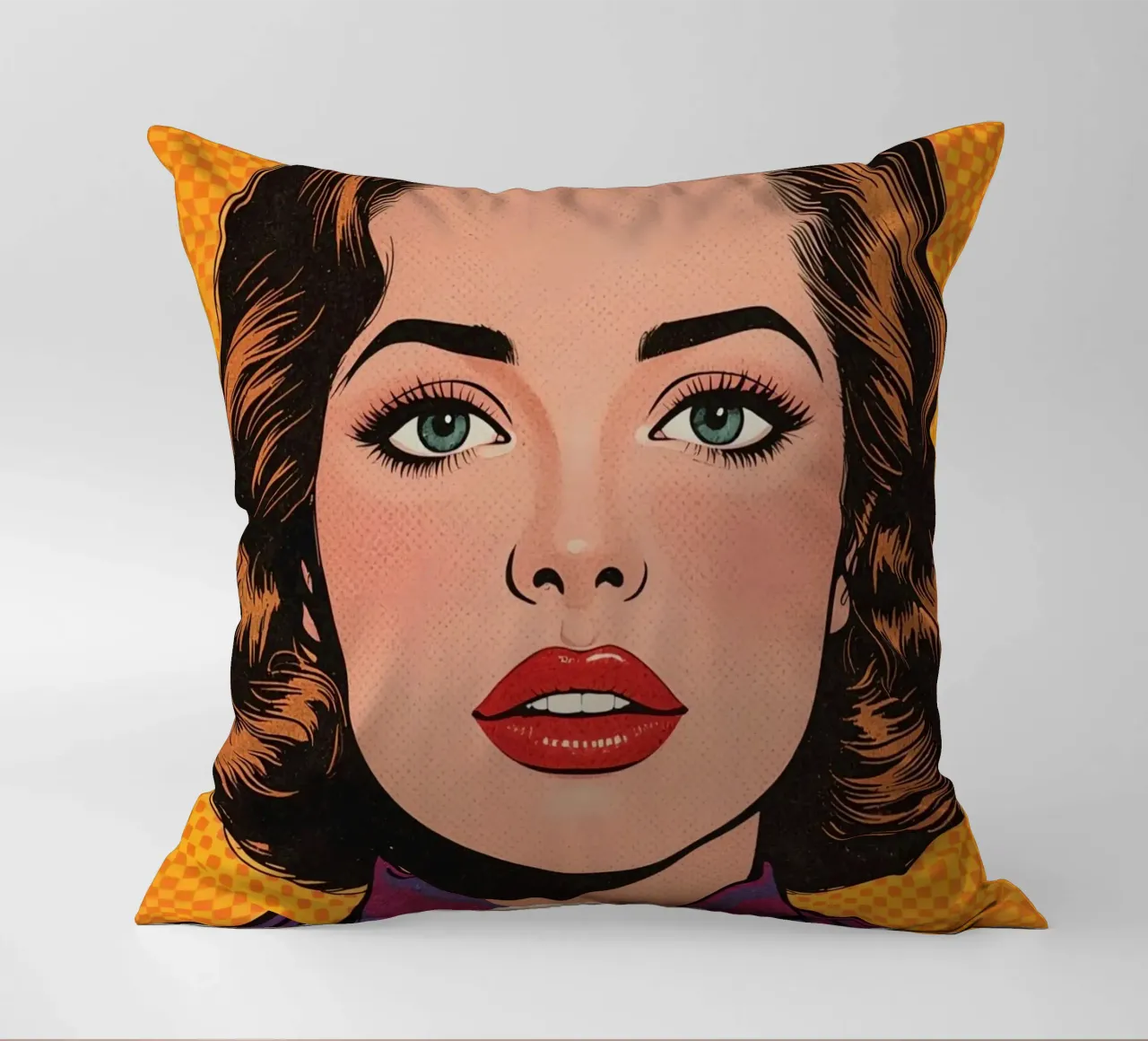 Donna in tailleur Ritratto in stile Pop Art cuscino da DesignDoodle