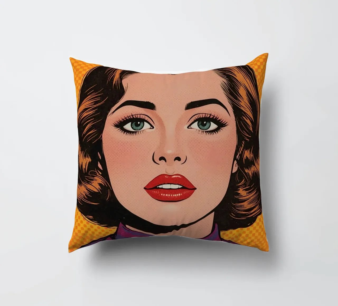 Donna in tailleur Ritratto in stile Pop Art cuscino da DesignDoodle