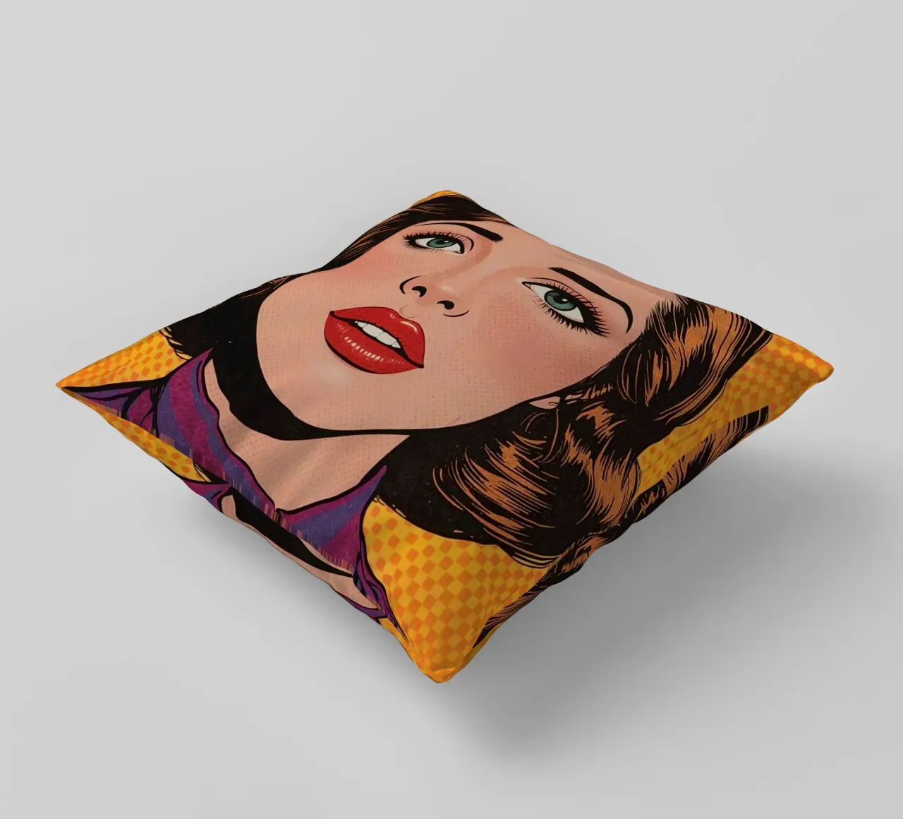 Donna in tailleur Ritratto in stile Pop Art cuscino da DesignDoodle