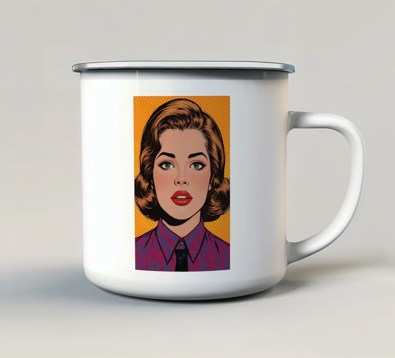 Donna in tailleur Ritratto in stile Pop Art tazza in smalto da DesignDoodle