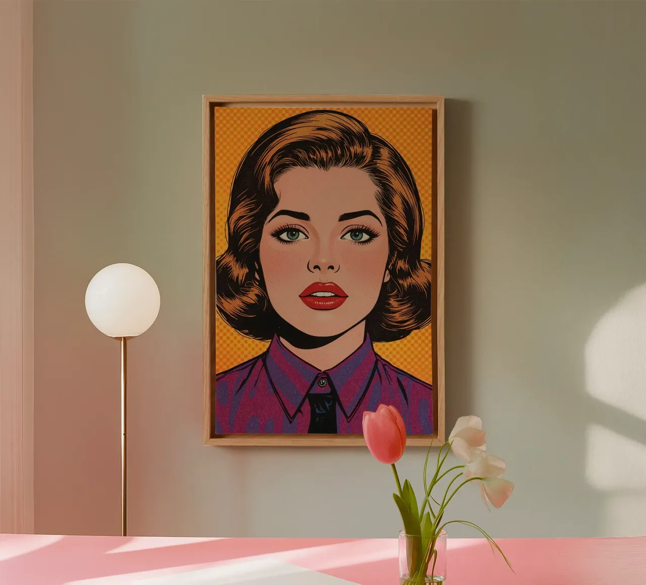 Donna in tailleur Ritratto in stile Pop Art tela con Cornice a cassetta da DesignDoodle