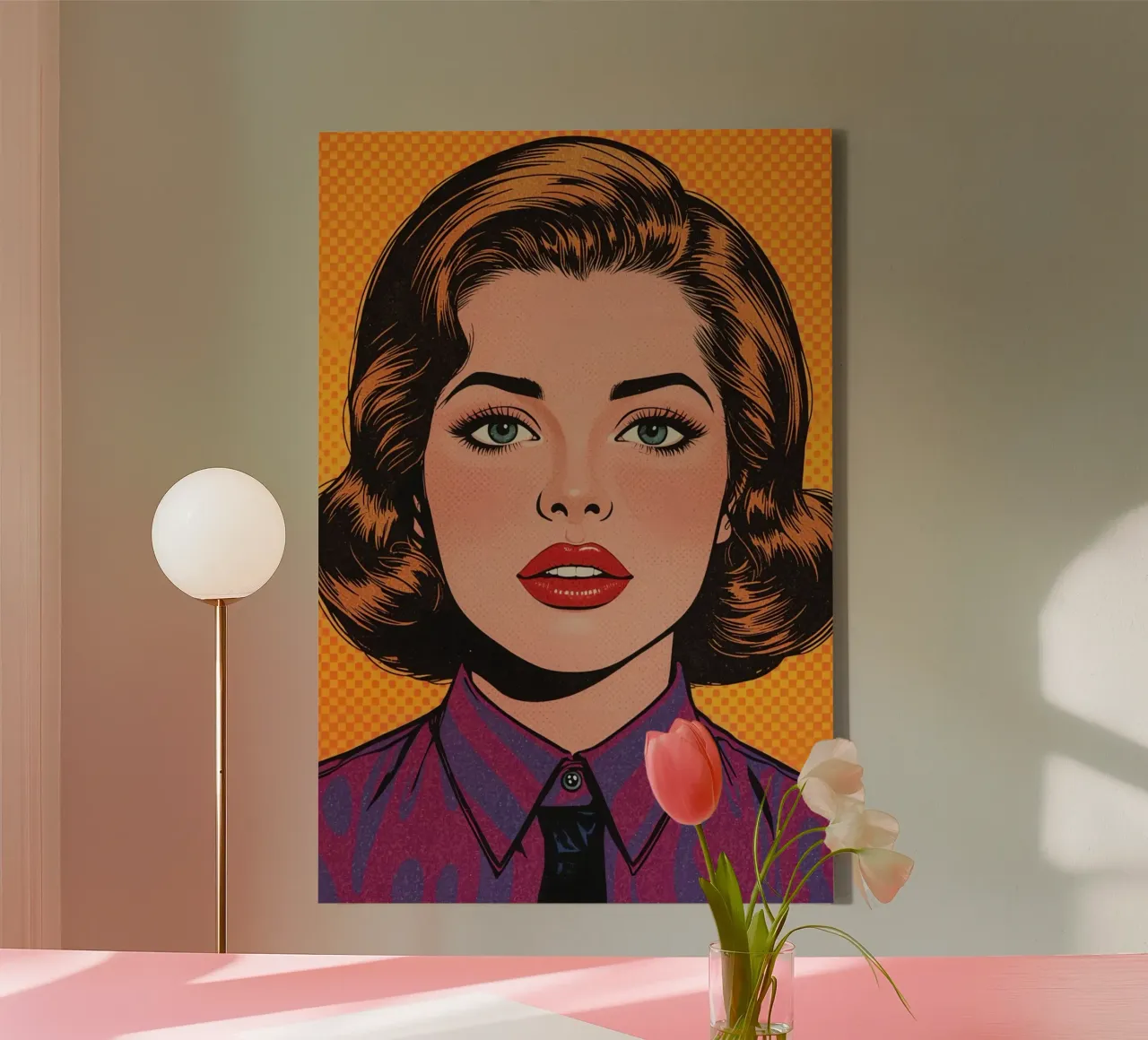 Donna in tailleur Ritratto in stile Pop Art tela con Cornice a cassetta da DesignDoodle